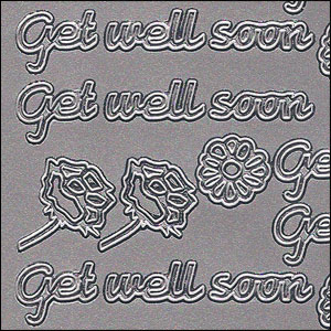 Get Well Soon, Silver Peel Off Stickers (1 sheet)