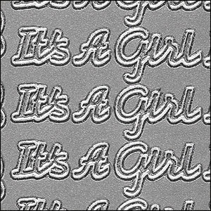 It\'s A Girl / A New Baby Girl, Silver Peel Off Stickers (1 sheet)