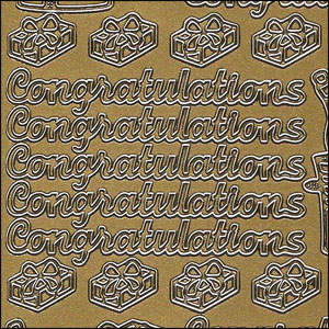 Congratulations, Gold Peel Off Stickers (1 sheet)