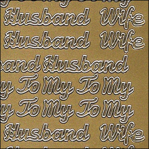 Husband/Wife, Gold Peel Off Stickers (1 sheet)
