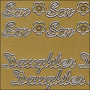 Son/Daughter & Grand, Gold Peel Off Stickers (1 sheet)