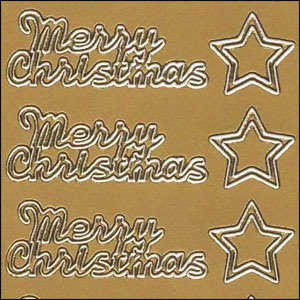 Merry Christmas, Gold Peel Off Stickers (1 sheet)
