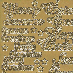 Various Christmas Words, Gold Peel Off Stickers (1 sheet)