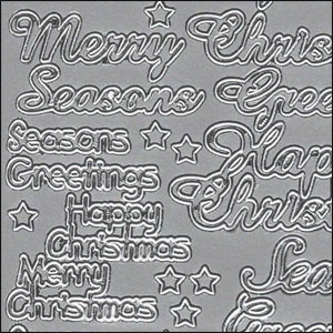 Various Christmas Words, Silver Peel Off Stickers (1 sheet)