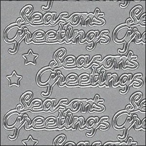 Seasons Greetings, Silver Peel Off Stickers (1 sheet)