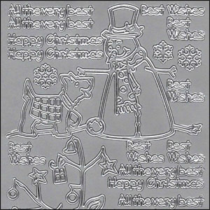 Mixed Christmas Words & Images, Silver Peel Off Stickers (1 sheet)
