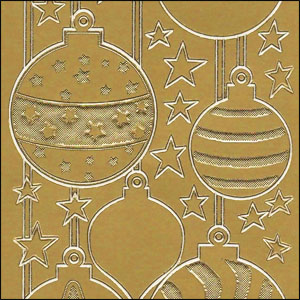 Christmas Baubles, Gold Peel Off Stickers (1 sheet)