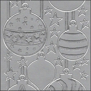 Christmas Baubles, Silver Peel Off Stickers (1 sheet)