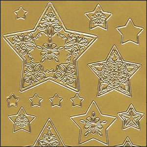 Decorative Stars, Gold Peel Off Stickers (1 sheet)