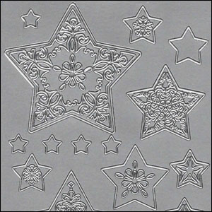 Decorative Stars, Silver Peel Off Stickers (1 sheet)