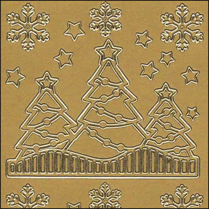 (image for) Christmas Trees, Gold Peel Off Stickers (1 sheet)