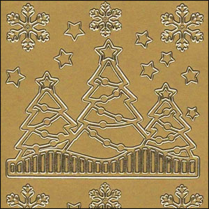 Christmas Trees, Gold Peel Off Stickers (1 sheet)