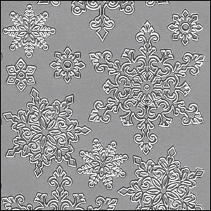 Mixed Christmas Snowflakes, Silver Peel Off Stickers (1 sheet)