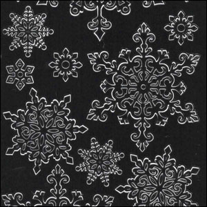 Mixed Christmas Snowflakes, Black Peel Off Stickers (1 sheet)