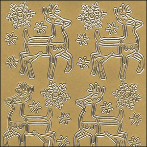 Christmas Reindeer, Gold Peel Off Stickers (1 sheet)