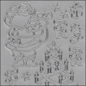 Mixed Xmas Images, Silver Peel Off Stickers (1 sheet)