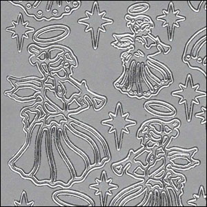 Christmas Angels, Silver Peel Off Stickers (1 sheet)