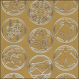 Circle Christmas Motifs, Gold Peel Off Stickers (1 sheet)