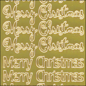 Merry Christmas, Gold Mirror Peel Off Stickers (1 sheet)
