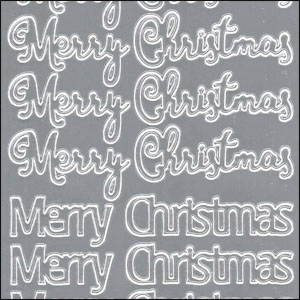 Merry Christmas, Silver Mirror Peel Off Stickers (1 sheet)