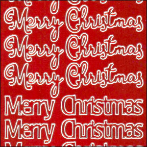 Merry Christmas, Red Mirror Peel Off Stickers (1 sheet)