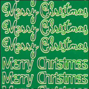Merry Christmas, Green Mirror Peel Off Stickers (1 sheet)