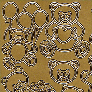 Teddy Bears, Gold Peel Off Stickers (1 sheet)