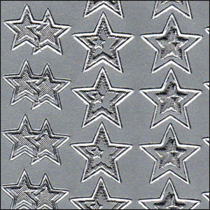 Two-Tone Stars, Silver Peel Off Stickers (1 sheet)