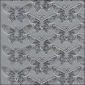 Two-Tone Butterflies, Silver Peel Off Stickers (1 sheet)