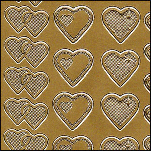 Two-Tone Hearts, Gold Peel Off Stickers (1 sheet)