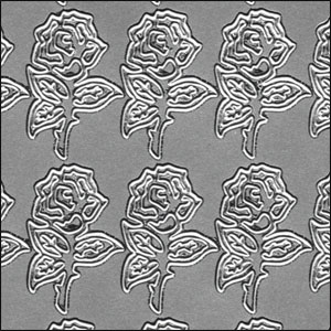 Roses Flowers, Silver Peel Off Stickers (1 sheet)