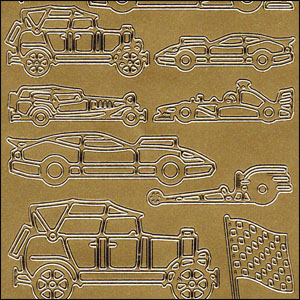 Cars / Vehicles, Gold Peel Off Stickers (1 sheet)