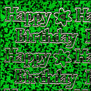 Happy Birthday, Green Holograph Peel Off Stickers (1 sheet)