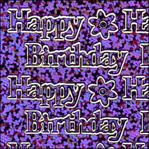 Happy Birthday, Purple Holograph Peel Off Stickers (1 sheet)