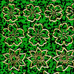 (image for) Various Flower Heads, Green Holograph Peel Off Stickers (1 sheet)
