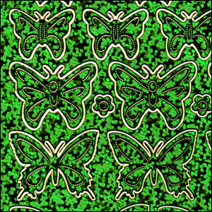 (image for) Butterflies, Green Holograph Peel Off Stickers (1 sheet)