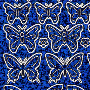 Butterflies, Dark Blue Holograph Peel Off Stickers (1 sheet)