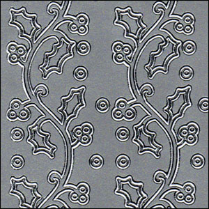 (image for) Holly Border Strips, Silver Peel Off Stickers (1 sheet)