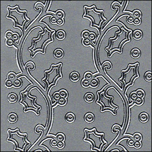 (image for) Holly Border Strips, Silver Peel Off Stickers (1 sheet)