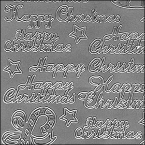 (image for) Happy Christmas, Silver Peel Off Stickers (1 sheet)
