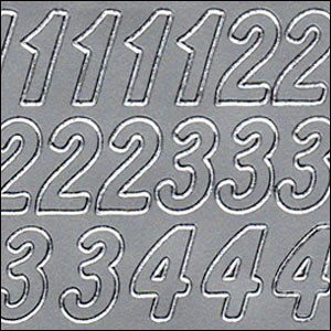 (image for) Large 20mm Numbers, Silver Peel Off Stickers (1 sheet)