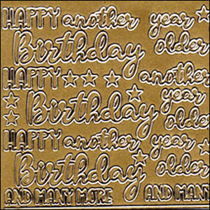 (image for) Happy Birthday / Another Year Older, Gold Peel Off Stickers (1 sheet)