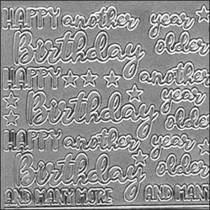 (image for) Happy Birthday / Another Year Older, Silver Peel Off Stickers (1 sheet)