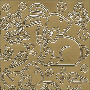 (image for) Bunnies, Flowers & Butterflies, Gold Peel Off Stickers (1 sheet)