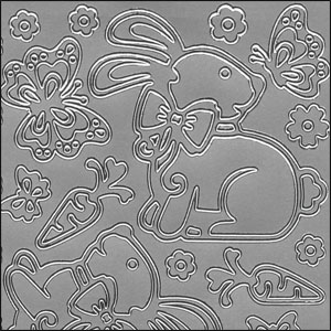 (image for) Bunnies, Flowers & Butterflies, Silver Peel Off Stickers (1 sheet)
