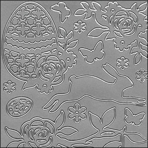 (image for) Various Easter Icons, Silver Peel Off Stickers (1 sheet)