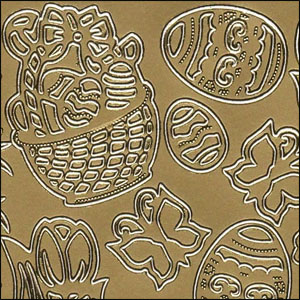 (image for) Mixed Easter Icons, Gold Peel Off Stickers (1 sheet)