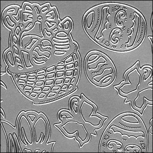 (image for) Mixed Easter Icons, Silver Peel Off Stickers (1 sheet)