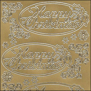 (image for) Happy Christmas Ovals, Gold Peel Off Stickers (1 sheet)