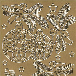 (image for) Christmas Baubles & Foliage, Gold Peel Off Stickers (1 sheet)